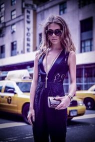 Sunglass San Francisco with Polarized lens and long necklace Panther in silver/gold.